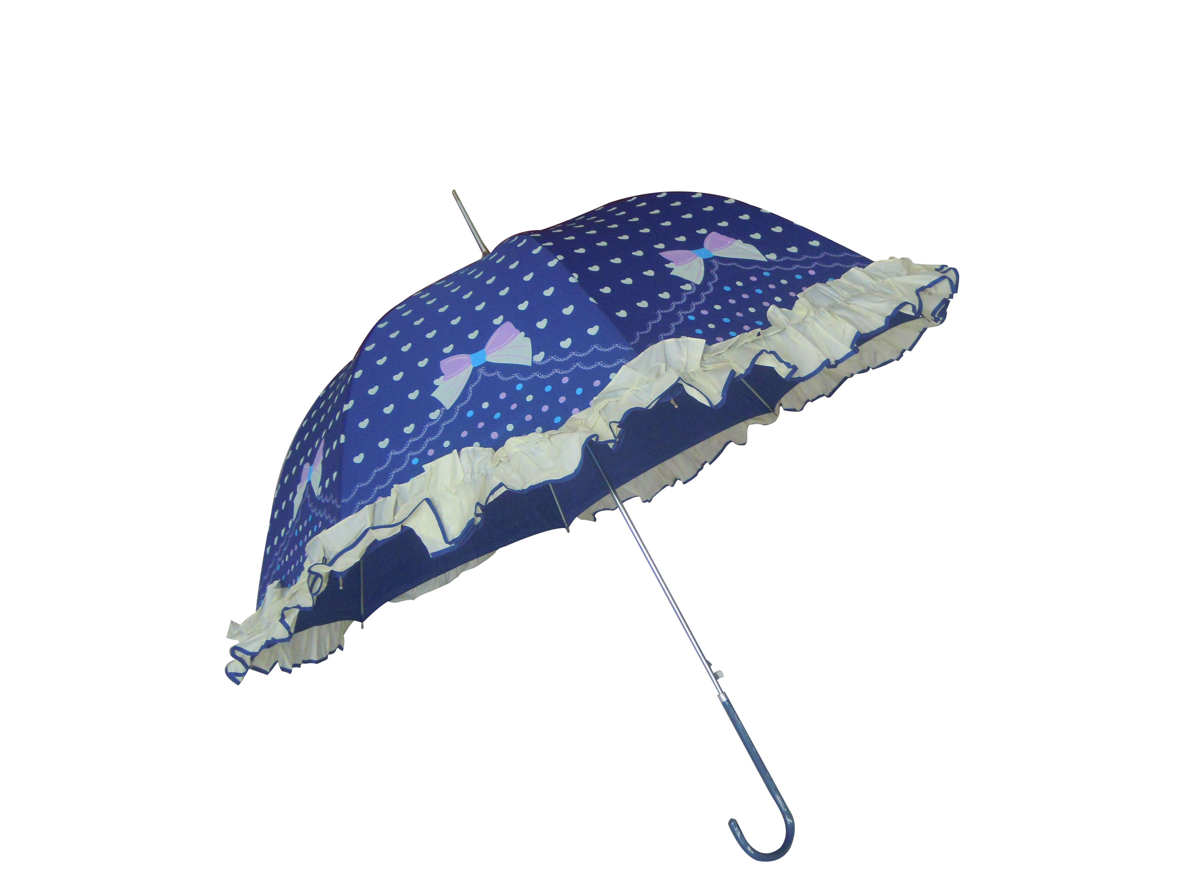 Factory Direct Supply Sunshade Female Fiberglass Automatic Long Handle Lace Princess Rain And Sunshine Stick Umbrella