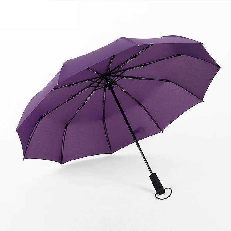 High Quality WindProof Pongee Rain Travel 3 Folding Auto Open Auto Close Big Folding Uv  Automatic Foldable Umbrella