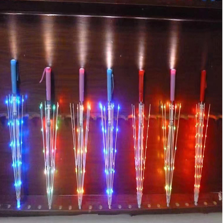 Hot Sale Unique 7 Color LED Shaft Umbrella Printed Flashlight LED Stick Straight Umbrella Light