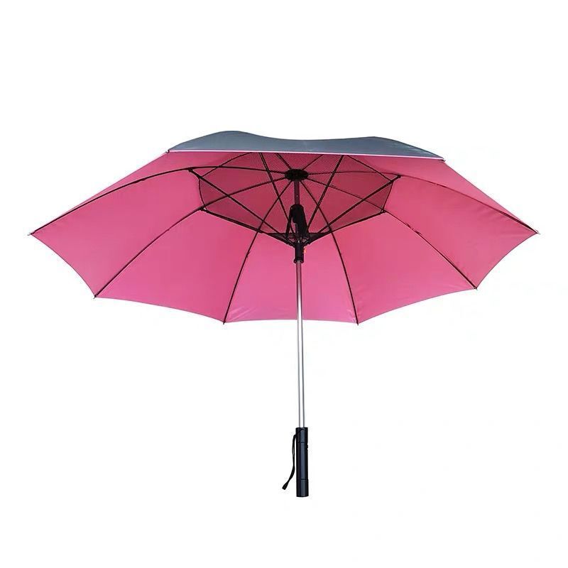 Outdoor Mist Cooling Straight Umbrella For The Rain Special USB Anti-Uv Waterproof Solar Fan Umbrella And Fan Gift Set