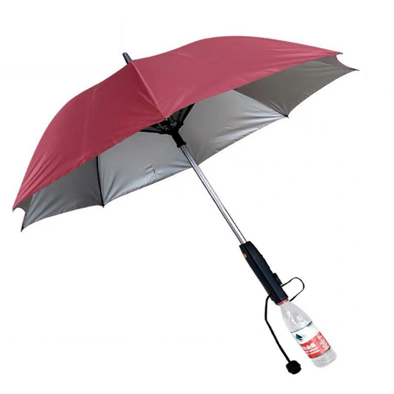 Outdoor Mist Cooling Straight Umbrella For The Rain Special USB Anti-Uv Waterproof Solar Fan Umbrella And Fan Gift Set