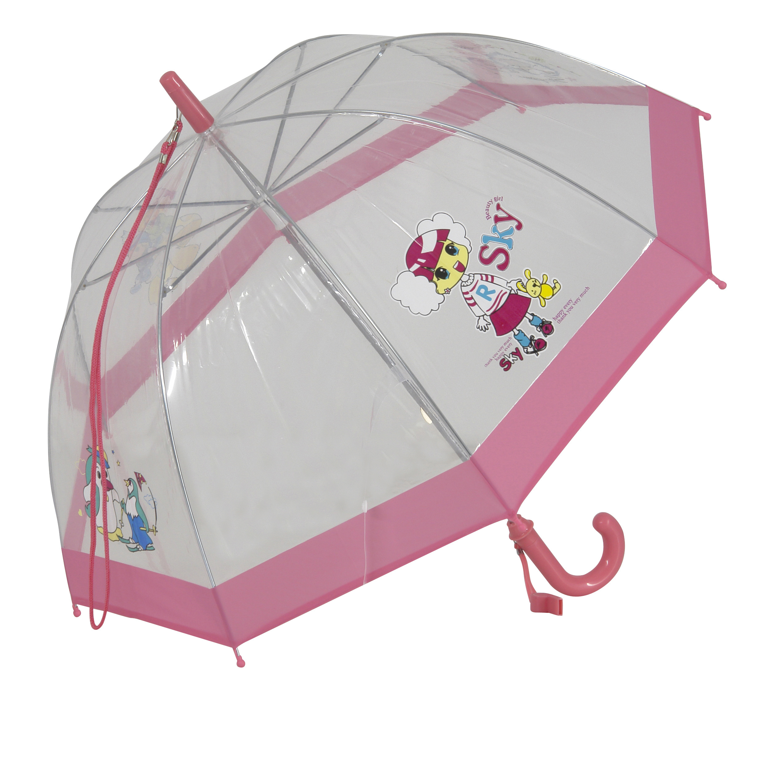 Kids Umbrella Cartoon Printed Color For Promotion Sales Pink Customizable For Summer Children Rain Umbrellas