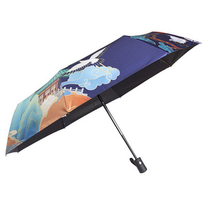 Promotional Logo Printed Windproof 3 Fold Umbrellas Tiny Portable Folding Rain Foldable Umbrellas