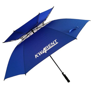 Factory Wholesale Personality Sublimation Custom Logo Prints Double Canopy Windproof Storm Proof Personalized Golf Umbrella