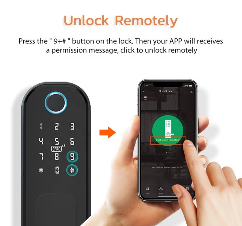 Kadonio WiFi Smart Home Electronic Keyless Keypad Deadbolt Door Rim Lock Fingerprint Lock for Home