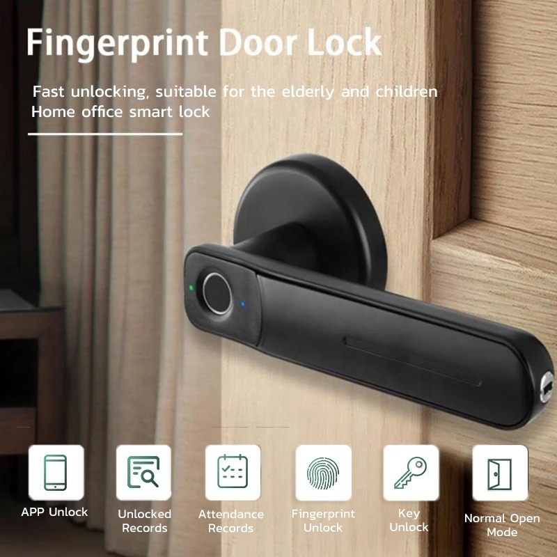 Kadonio Automatic Security Biometric Fingerprint Handle Interior Intelligent Lock Keyless Smart Door Lock