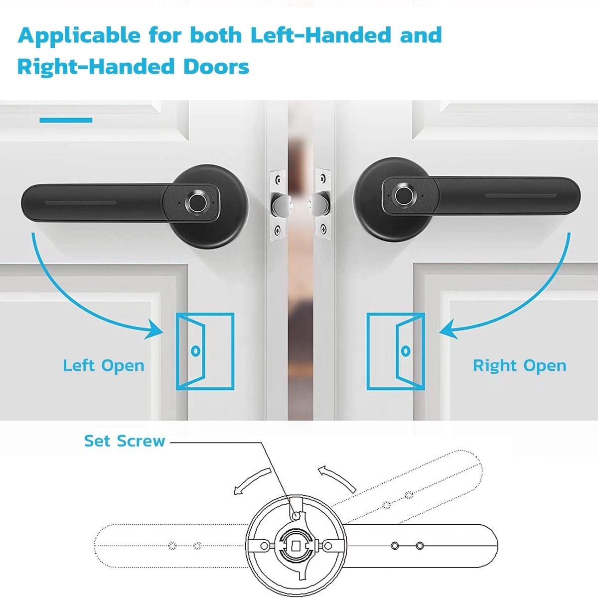 Kadonio Automatic Security Biometric Fingerprint Handle Interior Intelligent Lock Keyless Smart Door Lock