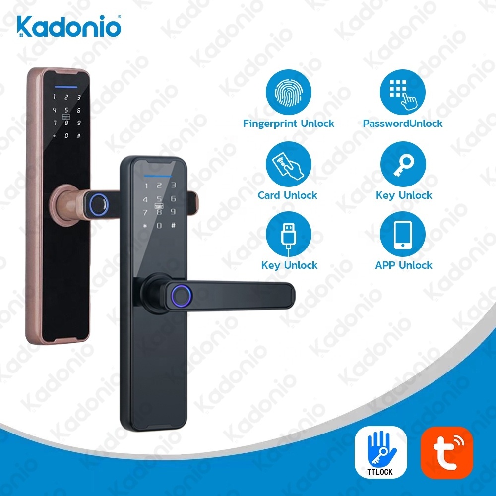 Kadonio Digital Keypad Electronic Security Door Lock Smart Card Keys Fingerprint Tuya Wifi Door Locks