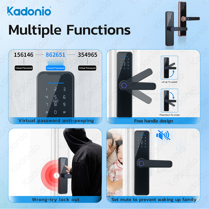 Kadonio Fingerprint Smart Door Lock BLE Password Keyless Apartment Room Lock Tuya APP Digital Door Locks