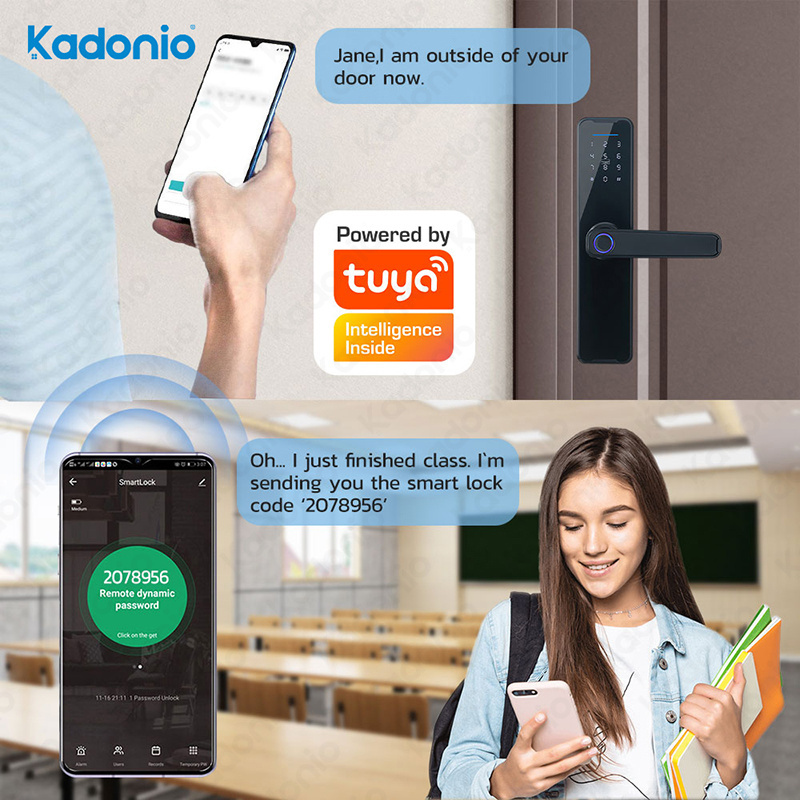 Kadonio Fingerprint Smart Door Lock BLE Password Keyless Apartment Room Lock Tuya APP Digital Door Locks