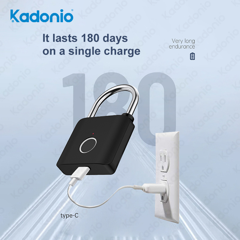 Kadonio Waterproof Portable Lock Magnetic Cabinet Electric Lock Biometric Fingerprint Padlock For Door