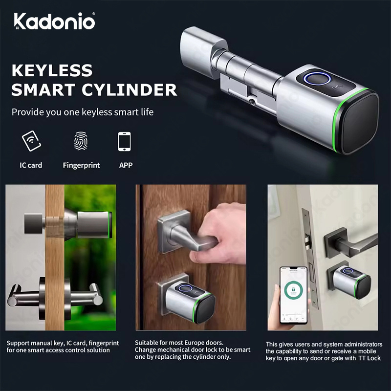 Kadonio Euro Profile Solid Brass Round Security Steel Main Knob Door Smart Cylinder Locks For Door Mortise