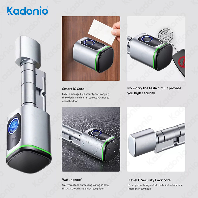 Kadonio Euro Profile Solid Brass Round Security Steel Main Knob Door Smart Cylinder Locks For Door Mortise