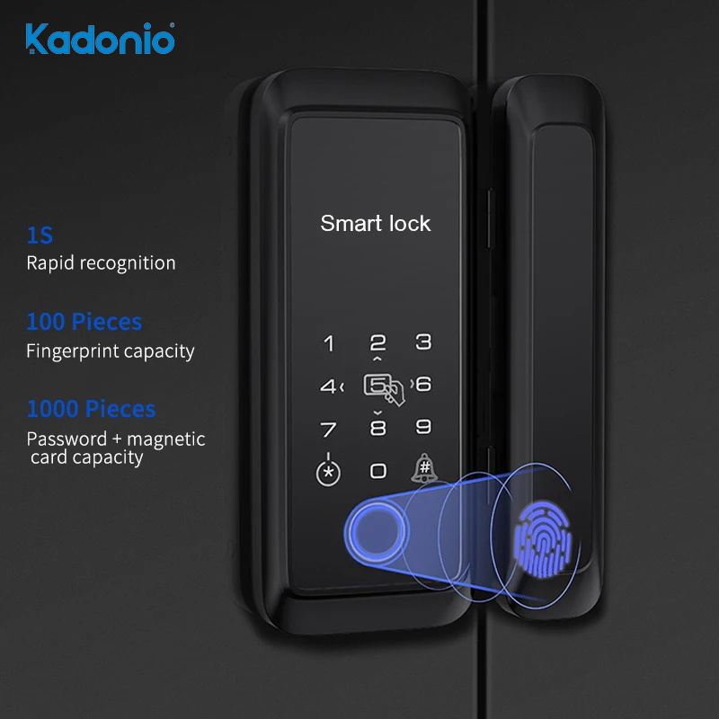 Kadonio Innovative Design Electric Tuya App Fingerprint Card Password Sliding Glass Door Smart Lock