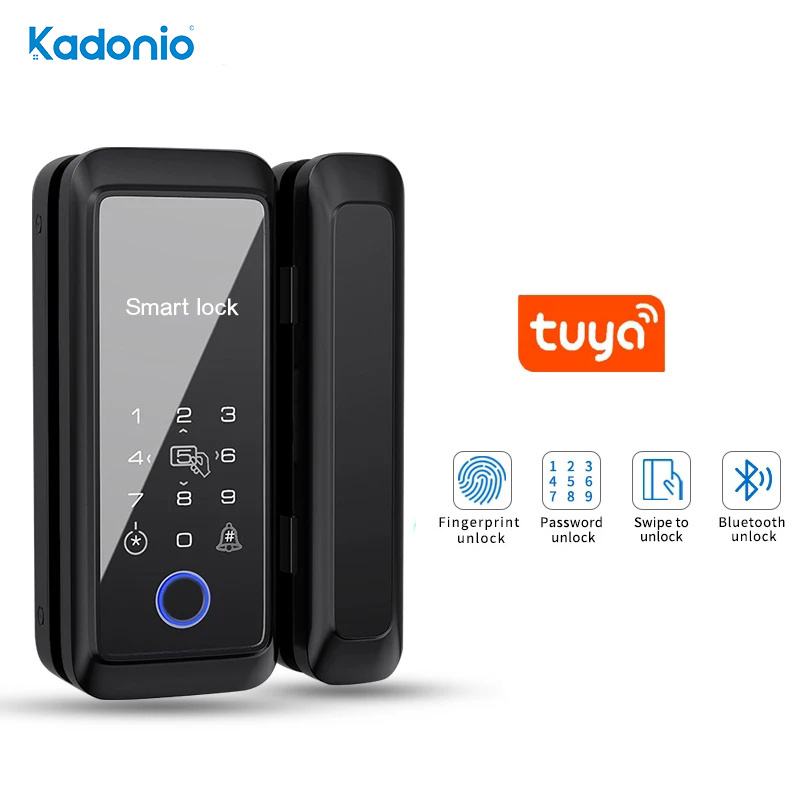 Kadonio Innovative Design Electric Tuya App Fingerprint Card Password Sliding Glass Door Smart Lock