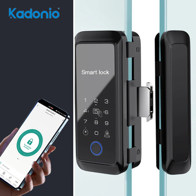 Kadonio Innovative Design Electric Tuya App Fingerprint Card Password Sliding Glass Door Smart Lock