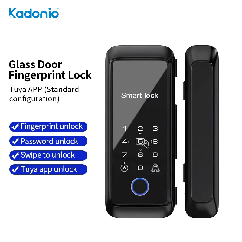 Kadonio Innovative Design Electric Tuya App Fingerprint Card Password Sliding Glass Door Smart Lock