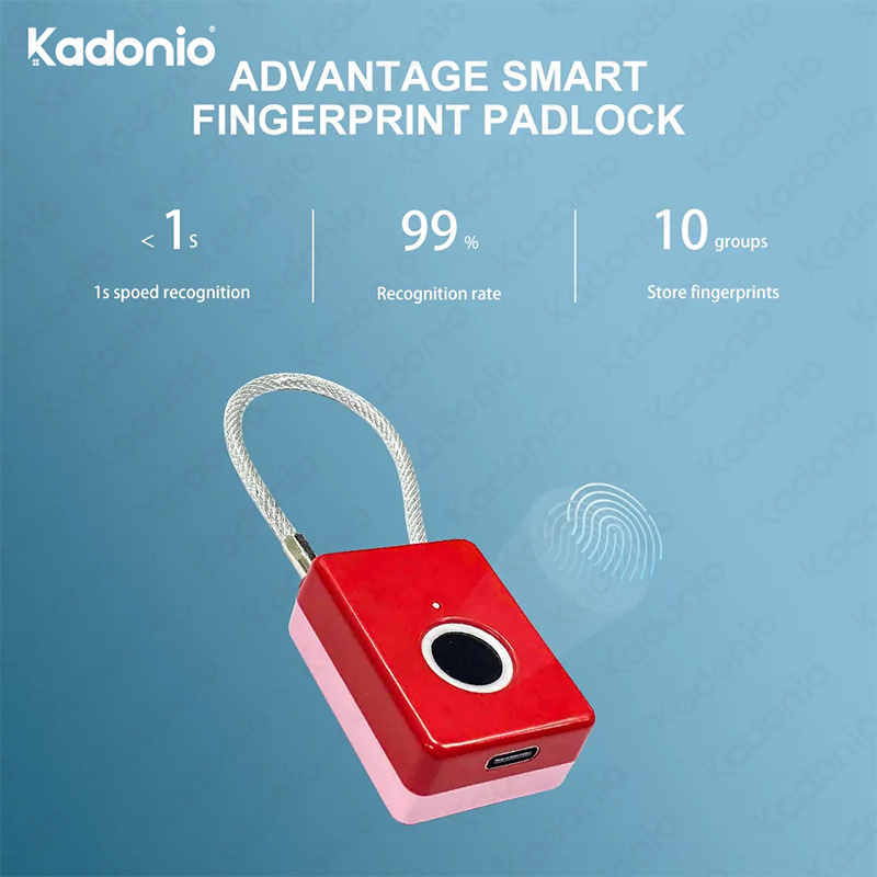 Kadonio Custom Or Standard Low Price Luggage Mini Fingerprint Reader Suitcase Usb Port Smart Pad Locks Padlock For Bag