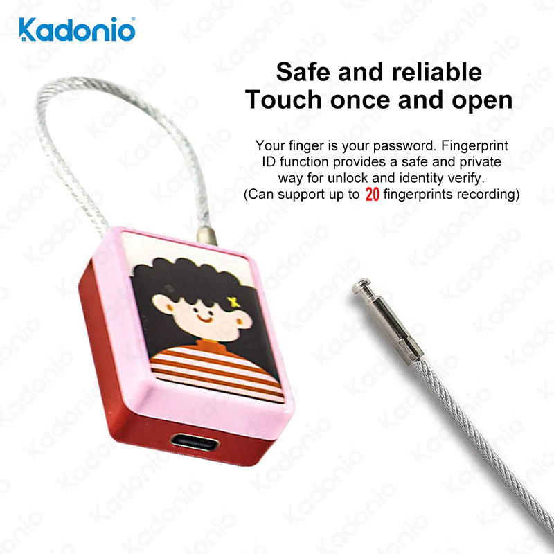 Kadonio Custom Or Standard Low Price Luggage Mini Fingerprint Reader Suitcase Usb Port Smart Pad Locks Padlock For Bag