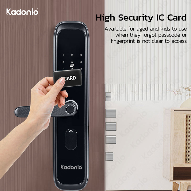 Kadonio Electric RFID Handle Finger Print Password Main Door Lock With Keypad Home Smart Deadbolt Lock