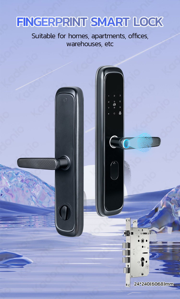 Kadonio Electric RFID Handle Finger Print Password Main Door Lock With Keypad Home Smart Deadbolt Lock