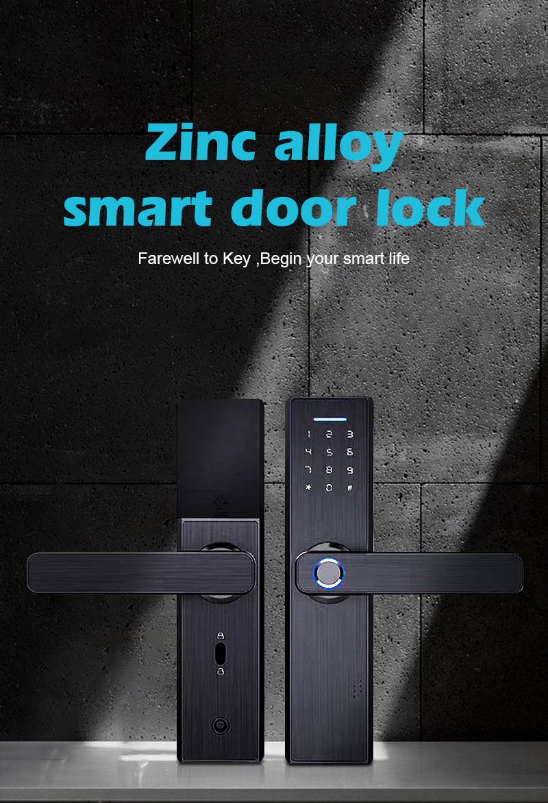 Kadonio Keyless Entry TTLock APP Electric Fingerprint Password Rfid Handle Deadbolt Digital Smart Door Lock