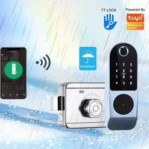 Outdoor Waterproof Rim Lock WIFI Tuya APP Gate Lock Biometric Fingerprint Smart Door Lock