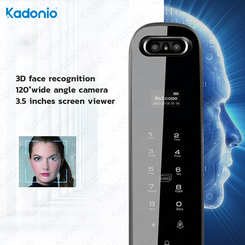 Kadonio Smart Door Lock with Electronic Keypad NFC 3D Face Recognition Digital Code and Key Fingerprint and WiFi