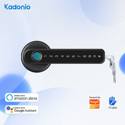 Kadonio Keyless Entry Electric Door Lock Smart Handle Latch Password Fingerprint Key Digital Lock For Home