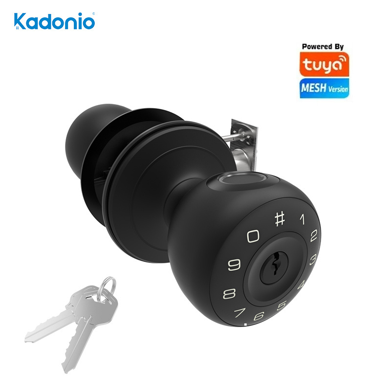 Kadonio Luxury Digital Password Finger Print Wood Door Knobs For Interior Doors Lever Bolt With Lock