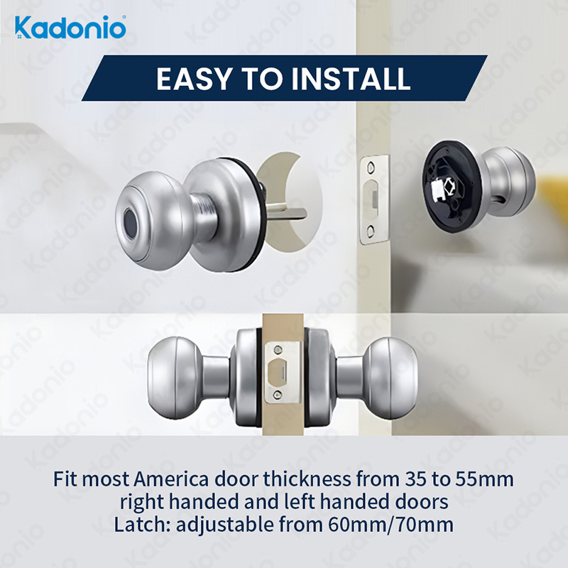 Kadonio Bathroom Brushed Brass Fingerprint Smart Door Knobs Lock Handle Black Matte For Interior Doors