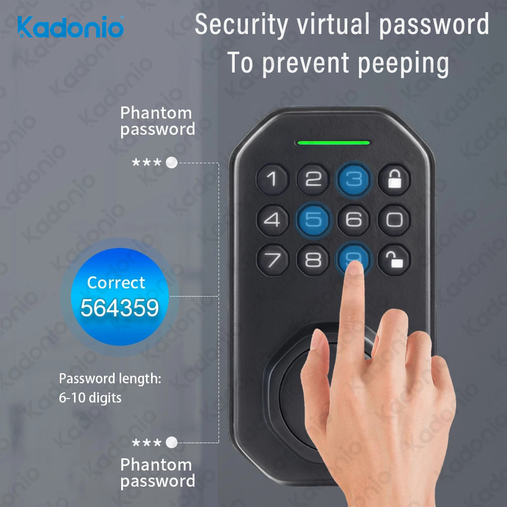 Kadonio Security Zinc Alloy USA Electronic Deadbolt Tuya Digital Door Lock Smart Keypad BLE Statlock