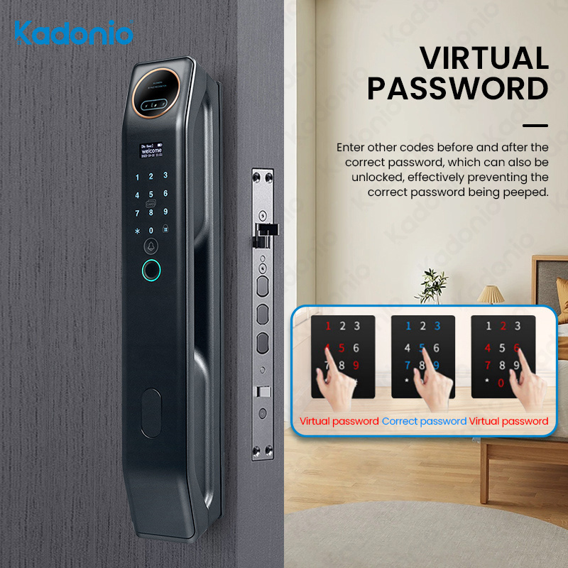 Kadonio Keyless Entry Tuya APP 6068 Mortise Master Lock Digital Keypad Security Smart Face Lock Door Wi-Fi For Home