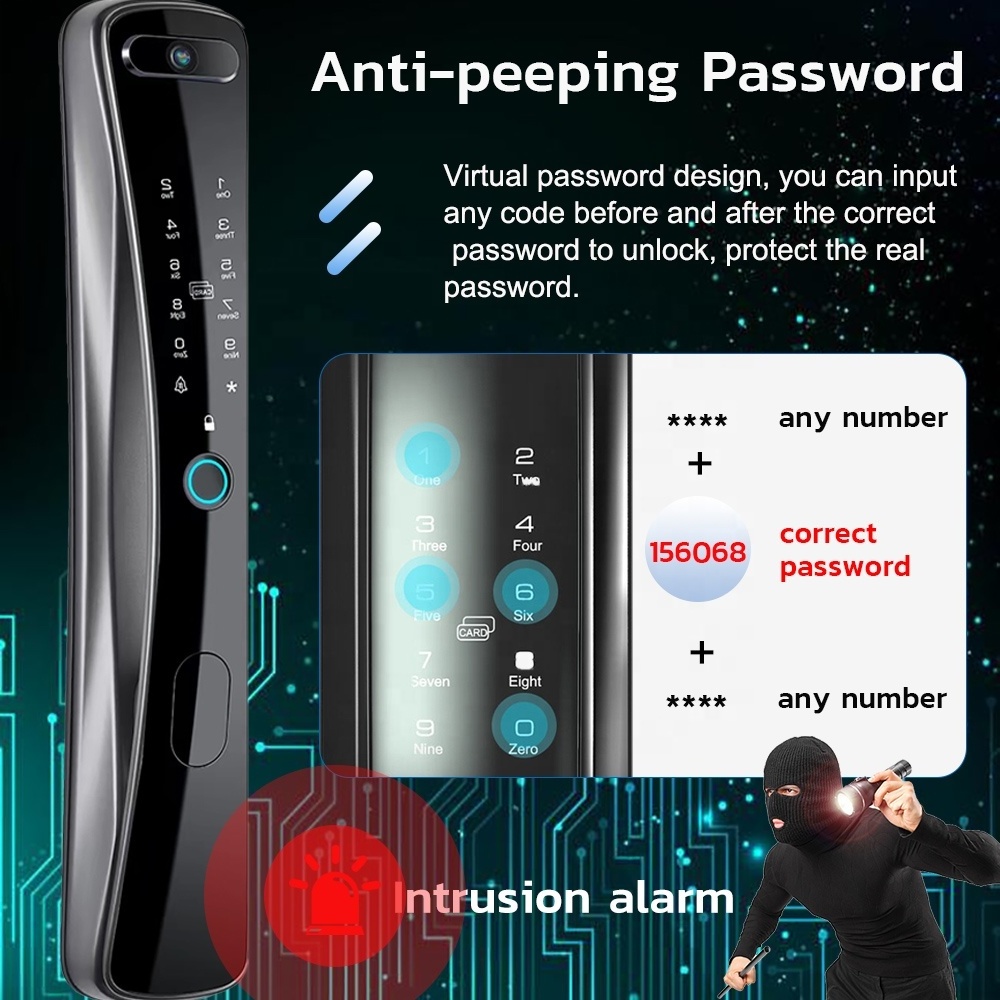 Kadonio Anti Theft Smart Camera Locks Touch Keypad Fingerprint Digital Tuya Wifi Door Electric Locks