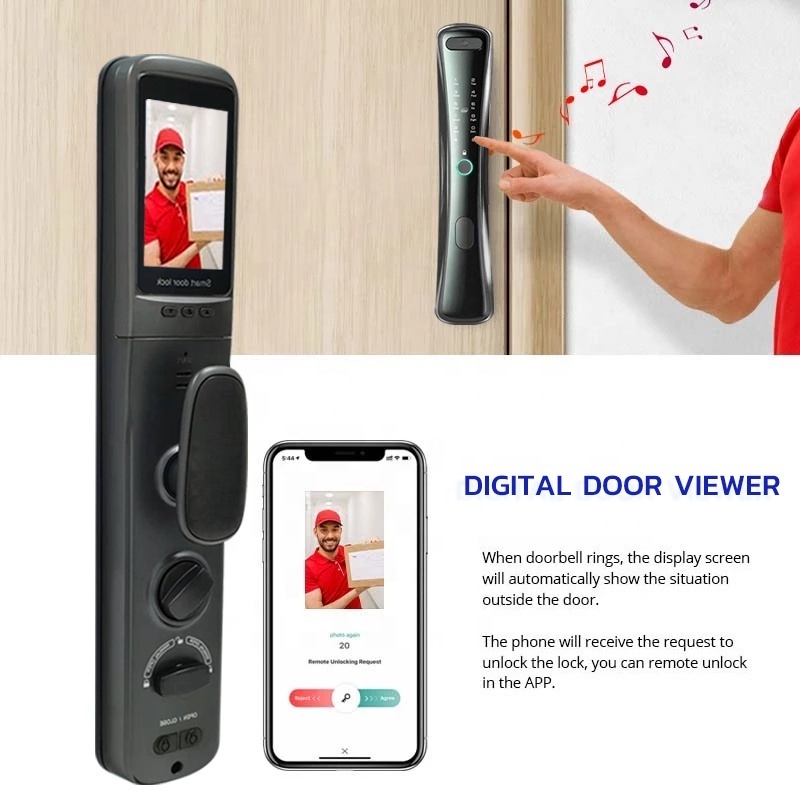 Kadonio Anti Theft Smart Camera Locks Touch Keypad Fingerprint Digital Tuya Wifi Door Electric Locks