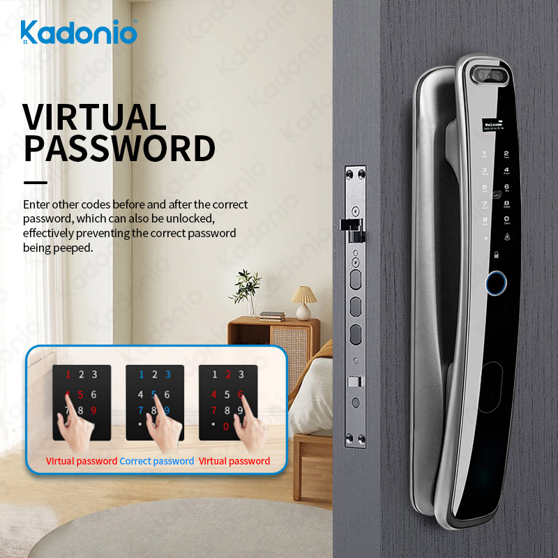 Kadonio Electric Biometric Fingerprint Face Recognition Smart Door Camera Lock for Gate Wooden Doors