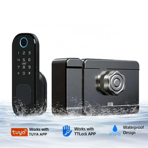 Keyless Rim Door Lock Tuya WIFI Password Biometric Fingerprint Deadbolt Smart Locks