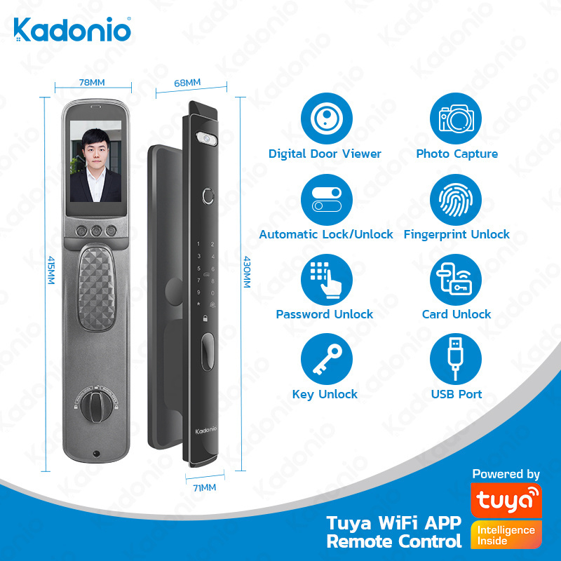 Kadonio Tuya WiFi Huella Dactilar Cerradura De Puerta IC Contrasena Digital Hogar Inteligente Electronic