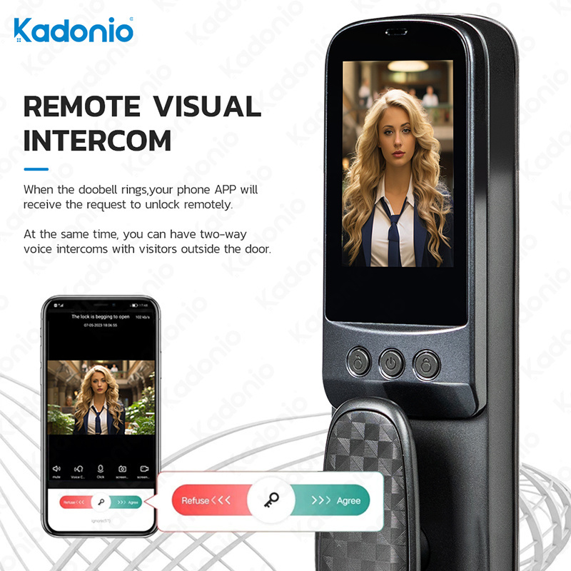 Kadonio Smart Door Lock with Electronic Keypad NFC 3D Face Recognition Digital Code and Key Fingerprint and WiFi