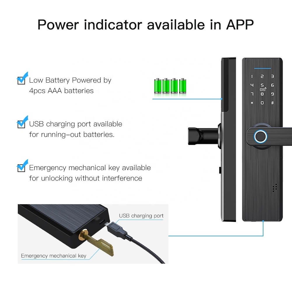 Kadonio Keyless Entry TTLock APP Electric Fingerprint Password Rfid Handle Deadbolt Digital Smart Door Lock