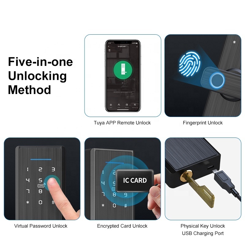 Kadonio Keyless Entry TTLock APP Electric Fingerprint Password Rfid Handle Deadbolt Digital Smart Door Lock