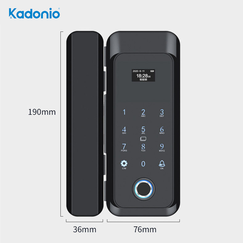 Kadonio Golden Supplier Entry Glass Sliding Door Fingerprint Touch Screen Digital Security Lock Smart