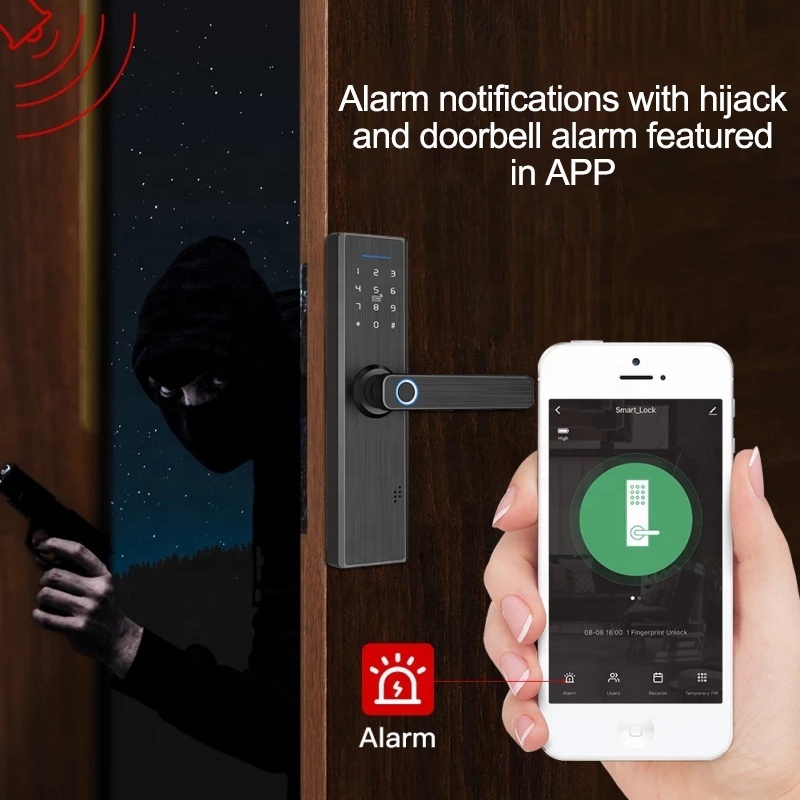 Kadonio Keyless Entry TTLock APP Electric Fingerprint Password Rfid Handle Deadbolt Digital Smart Door Lock