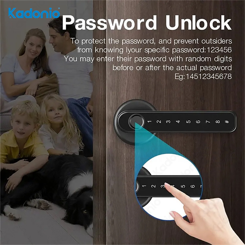 Kadonio Keyless Entry Electric Door Lock Smart Handle Latch Password Fingerprint Key Digital Lock For Home