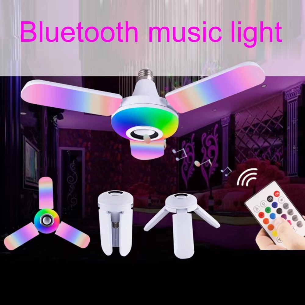 Speaker RGB Remote Control Music Wireless Lamp Decor Kids Room Foldable Light RGB Smart LED Bulb E27 B22 Deformation Music Lamp