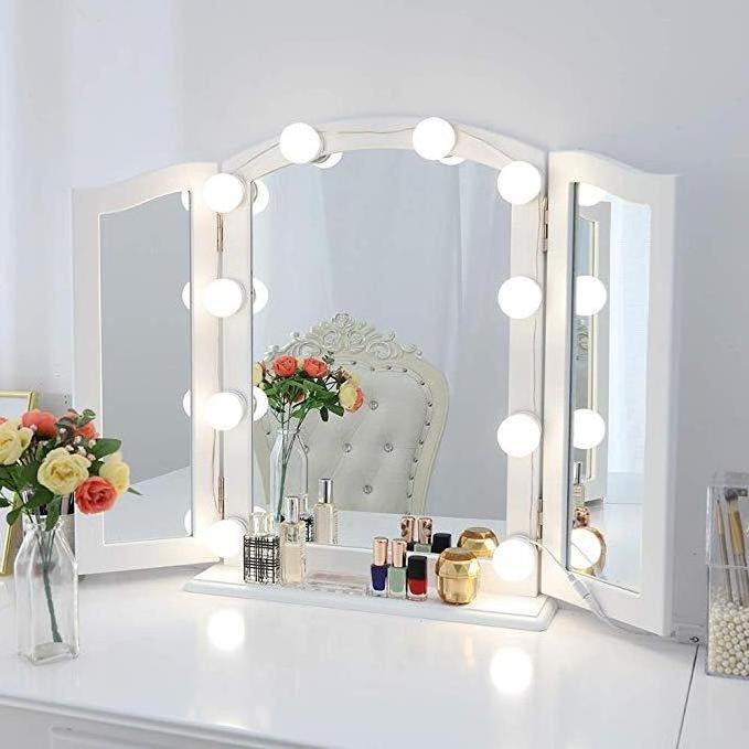 Hollywood Style Dressing Table Bathroom Led Mirror Light Bulbs 3 Color Diy Makeup Vanity Mirror Lights With Dimmer USB Control