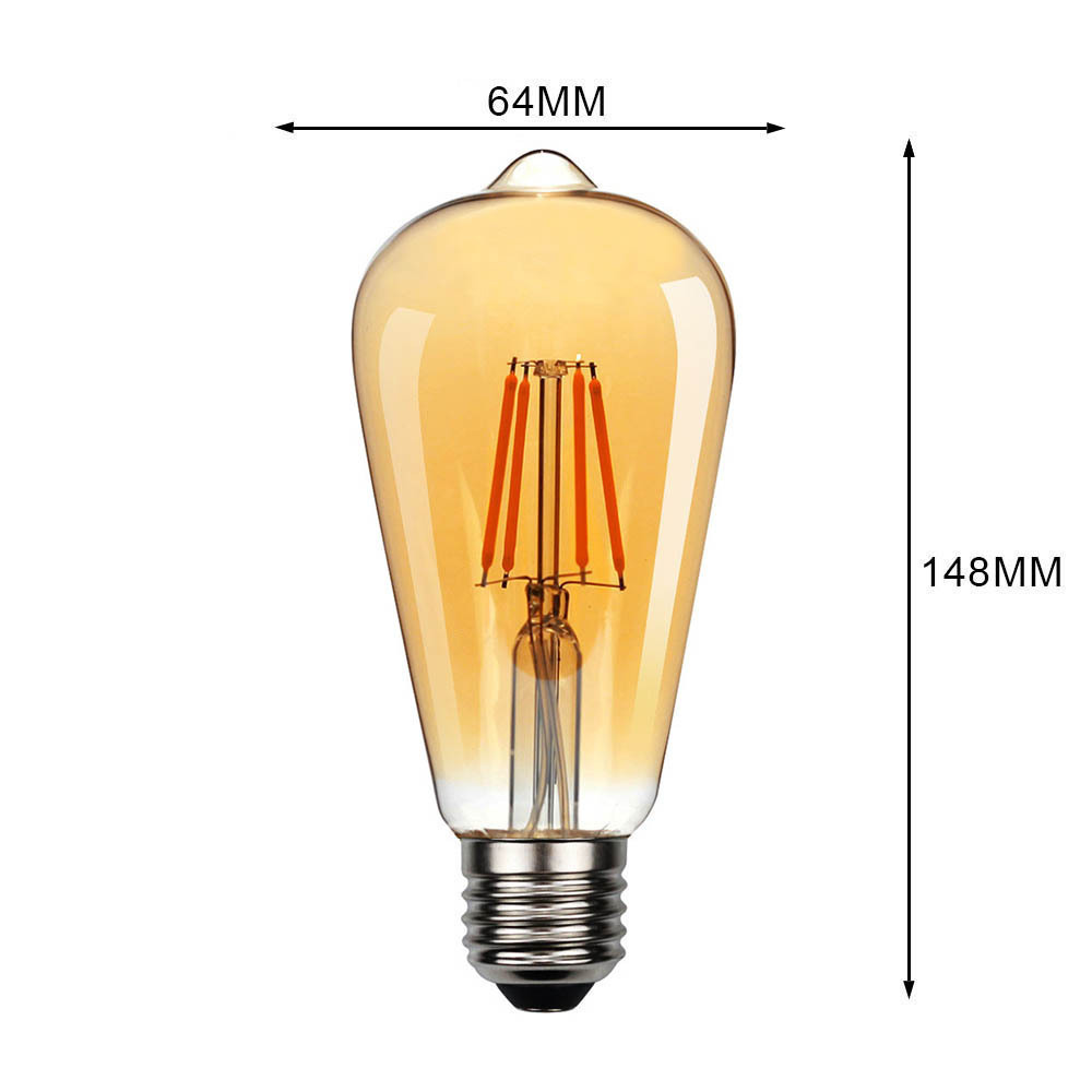 ST64 Edison Spiral Screw E14 E27 Vintage Light Retro Bulb LED Candle Bulb Lamp Pendant Light Replacement Filament Light Bulb