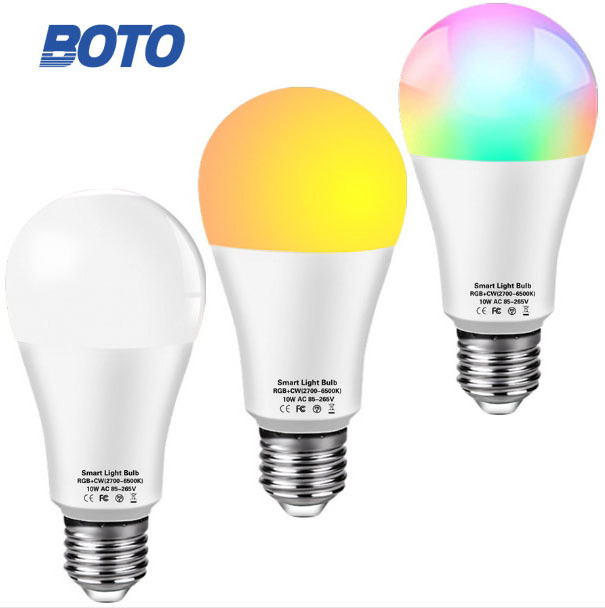 WIFI TUYA Light Bulbs RGB Multi Colour Smart Life Bulb for Indoor Dimmable Color E27 Dimmable Bulb Alexa Google APP Remote