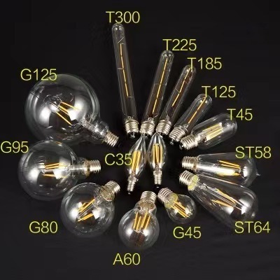 E27 B22 G45 G80 G95 G125 G Series Mini Edison Glass Clear Led Filament Bulb Lamp String Lighting Replacement