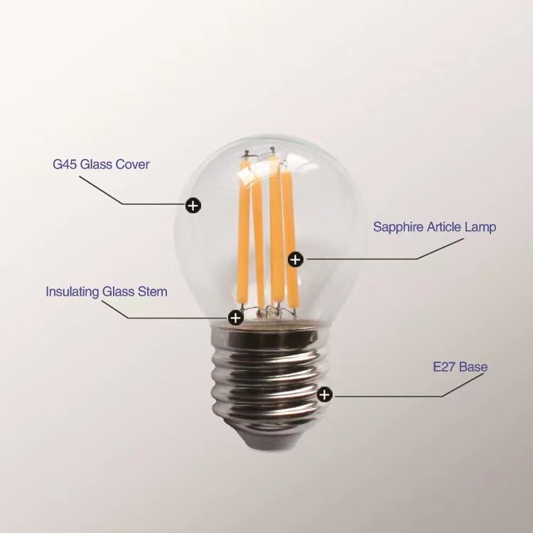 E27 B22 G45 G80 G95 G125 G Series Mini Edison Glass Clear Led Filament Bulb Lamp String Lighting Replacement